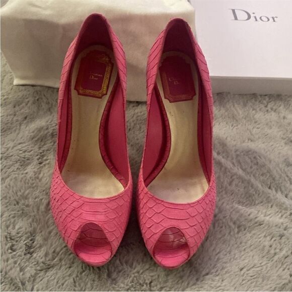 Dior Pink Peep-Toe Heels, US8 - Picture 2 of 11